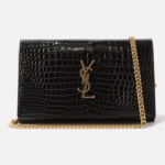 YSL-plaque croc-effect leather cross-body bag
