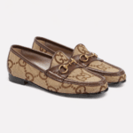 Leather-trimmed maxi GG canvas loafers
