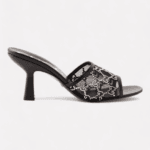 GG-embellished mesh and leather mule sandals